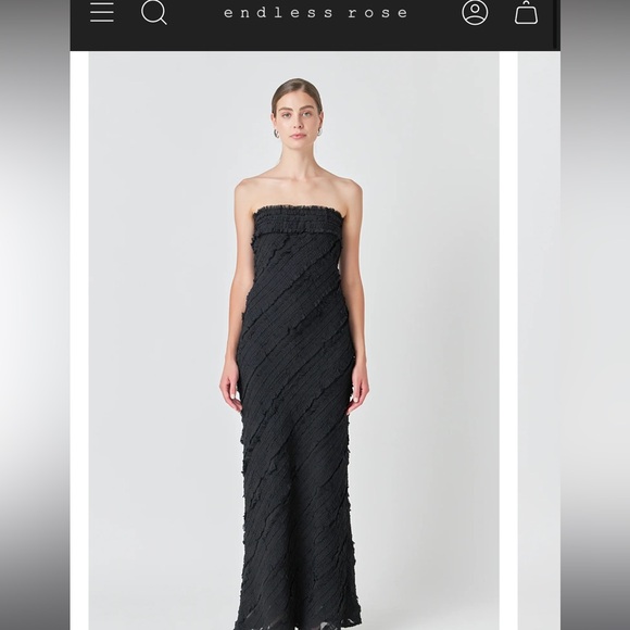 endless rose STRAPLESS RUFFLED MAXI DRESS - Picture 2 of 6